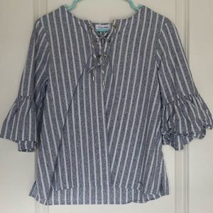 Calvin Klein Striped laced up V-Neck top